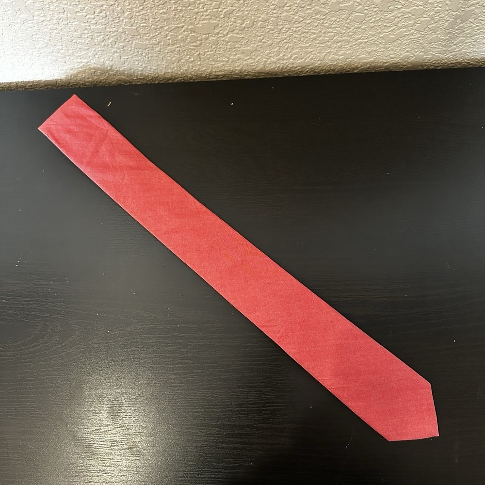 Original Penguin Mens Red / Pink Solid Woven cotton polyester skinny tie